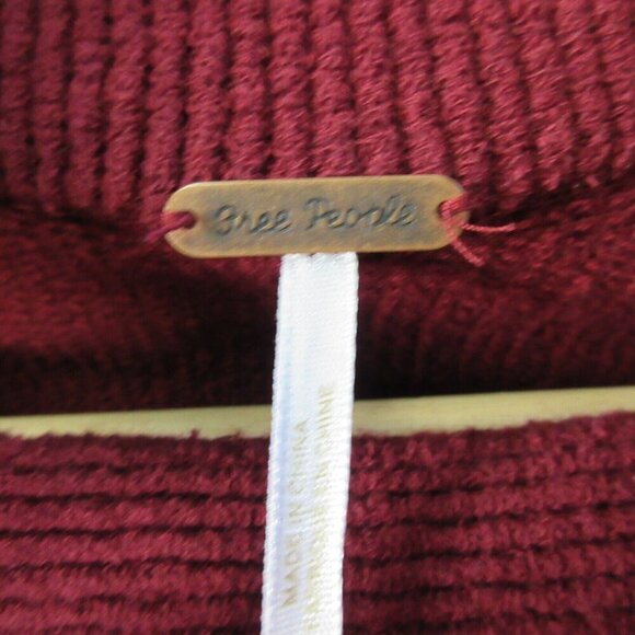 Free People Ottoman Slouchy Sweater Women XS Burgundy Cotton Blend Oversized 614 - Picture 4 of 13